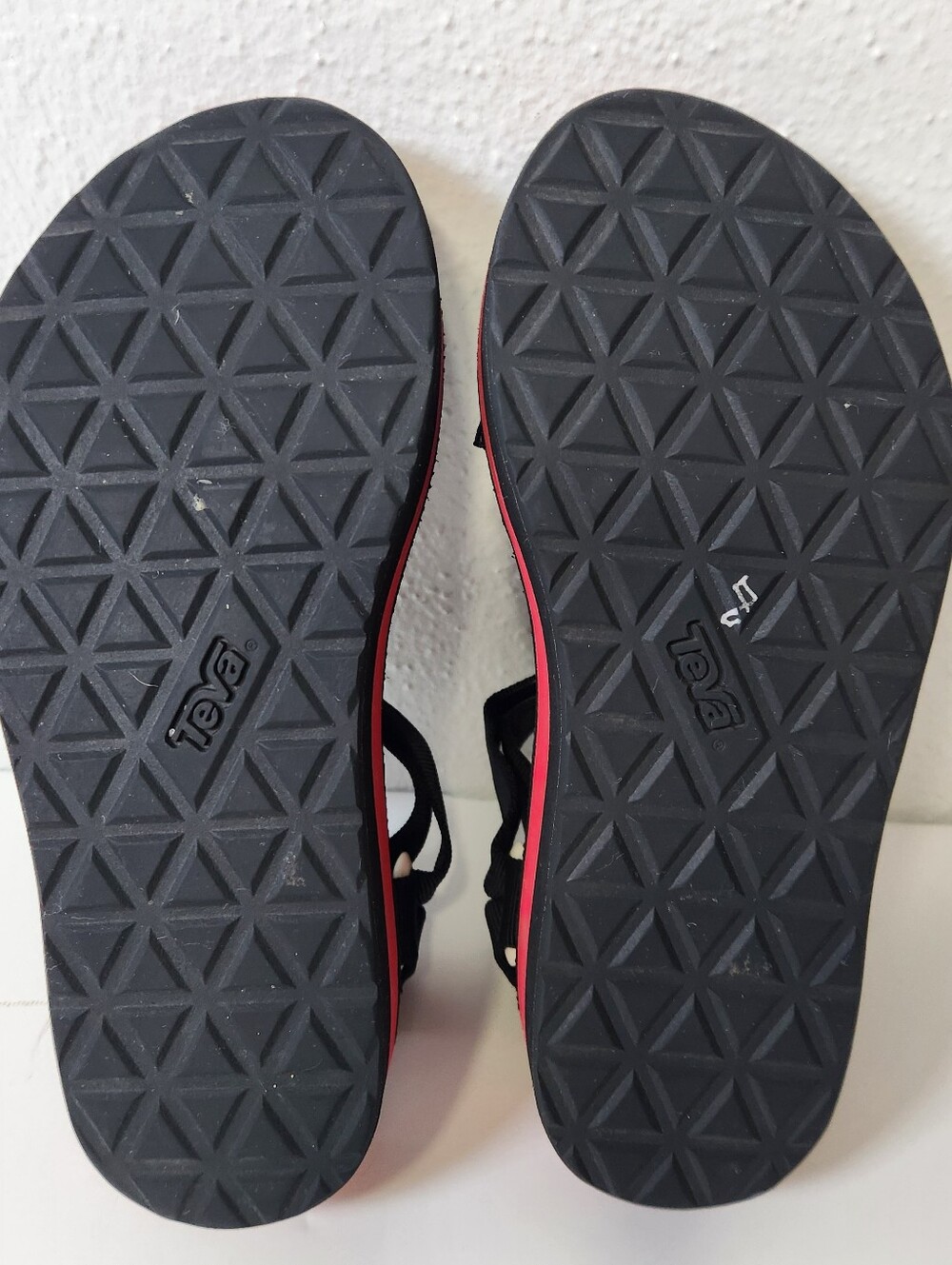 Teva Black Strappy Platform Sandals with Red Stripe - Picture 11 of 13